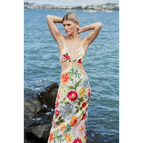 Reformation Poppies Fabrizia Silk Dress 0 New - Picture 7 of 15